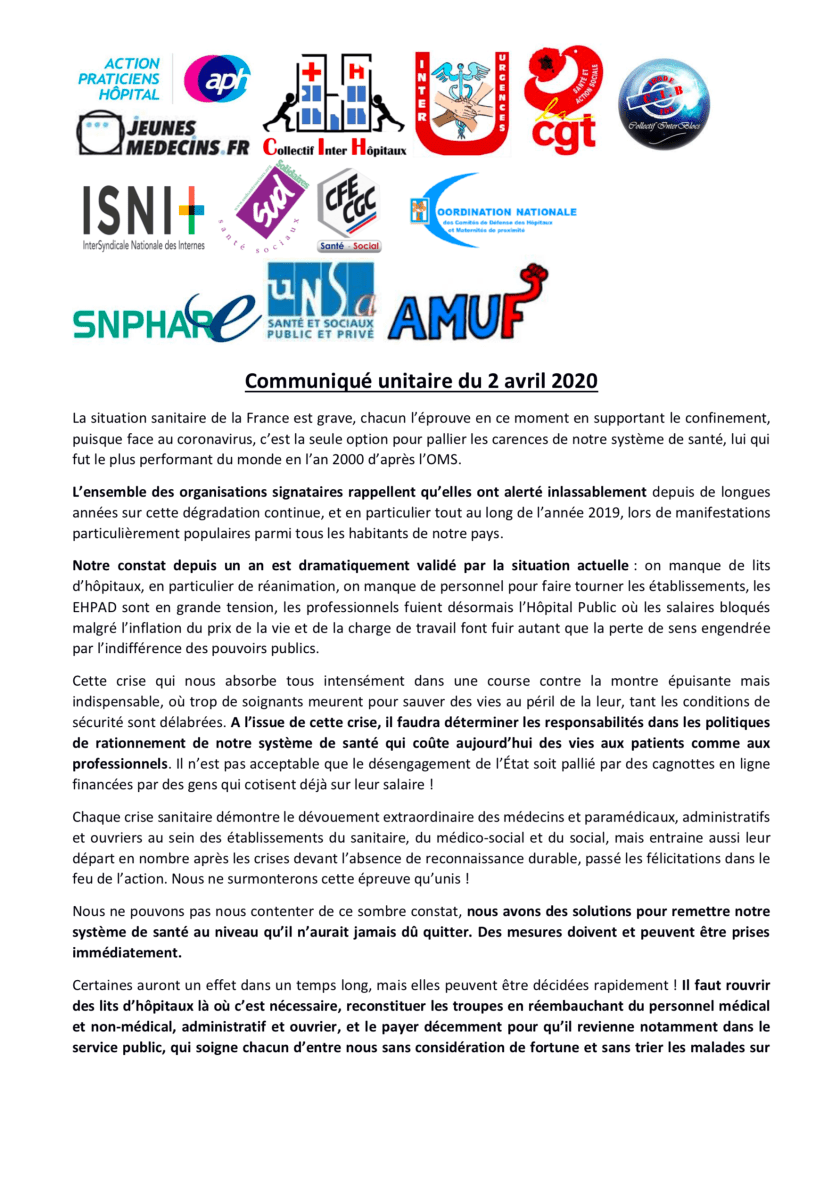 communiqué unitaire 1