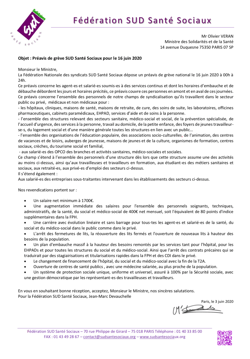 préavis de grève sud